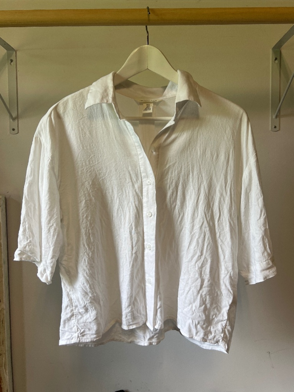 H&M Oversized Linen-Blend Shirt | White XS